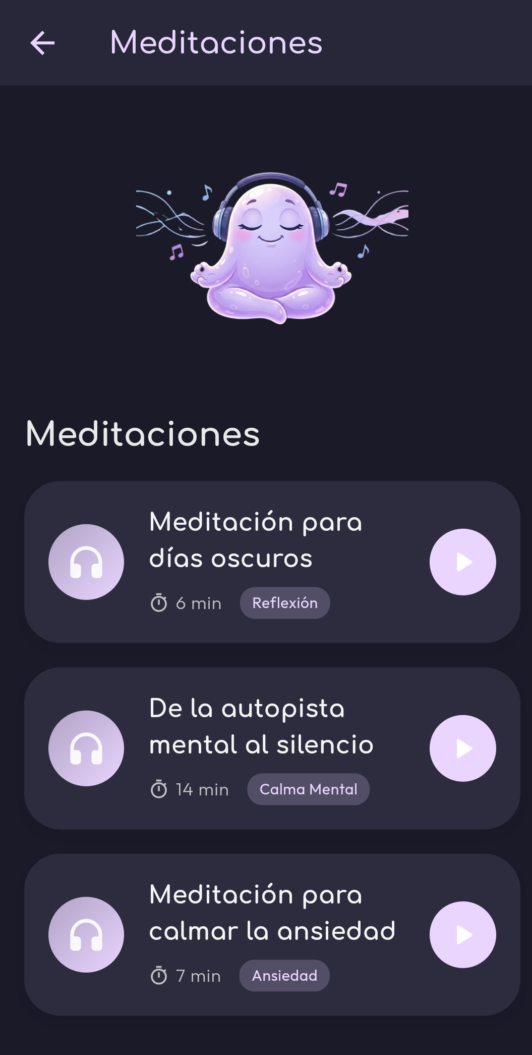Pantalla Meditaciones